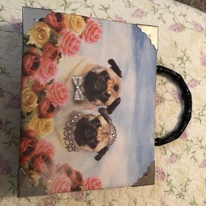 Cigar box purse pug dogs